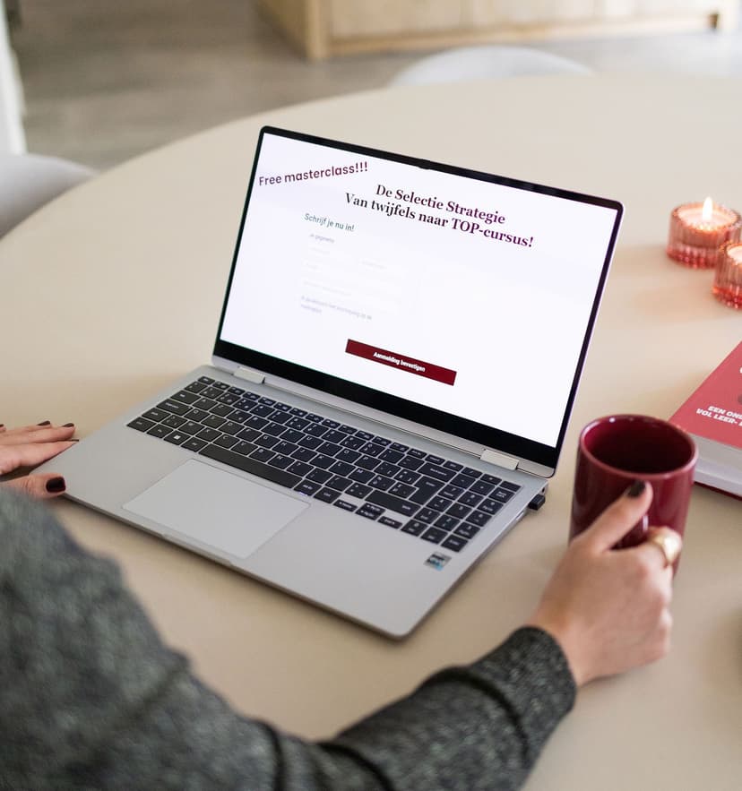 Masterclass laptop setup with coffee