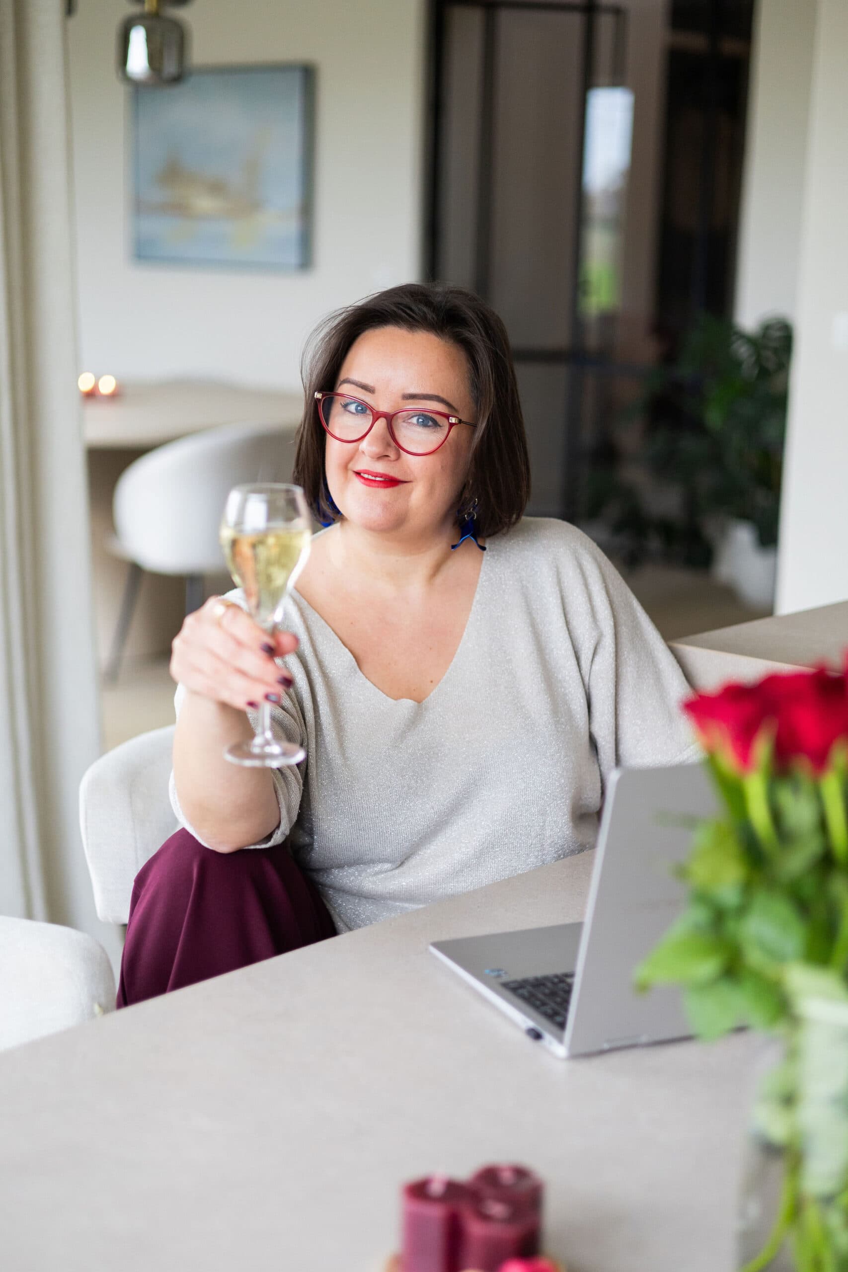 Kristina with champagne glass